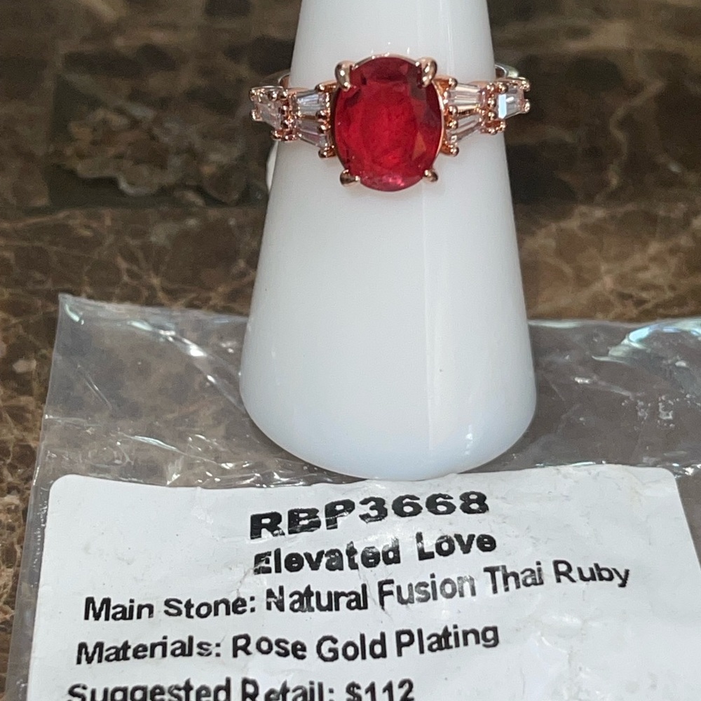 Size 7 rose gold ring with natural fusion Thai ruby RBP3668